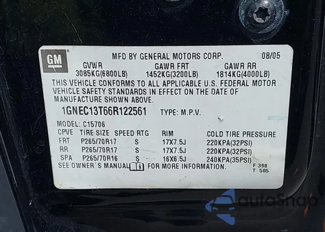 2006 Chevrolet Tahoe Lt from USA, damaged, VIN 1GNEC13T66R122561